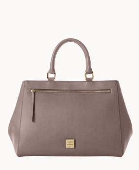 Dooney Saffiano Zip Satchel Taupe ID-0KS9J0De