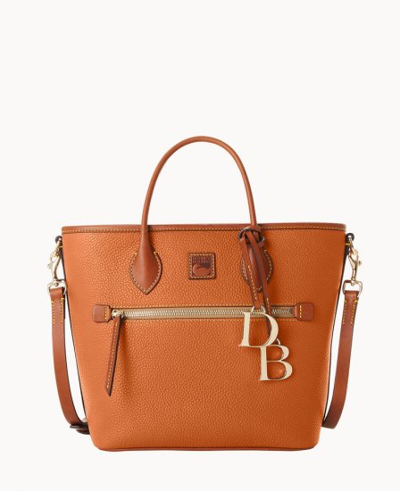 Dooney Pebble Grain Handle Tote French Caramel ID-YgWxkBFr - Click Image to Close