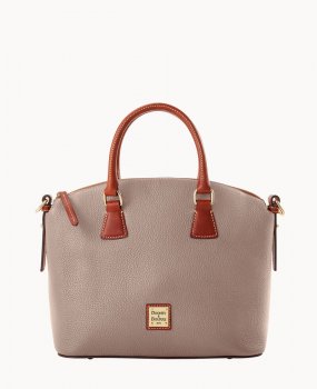 Dooney Pebble Grain Domed Satchel Taupe ID-9gc2I4pC