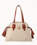 Dooney Pebble Grain Domed Satchel Bone ID-4BL2VNjs