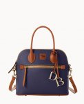 Dooney Pebble Grain Domed Satchel Midnight Blue ID-Y1wFvq7V