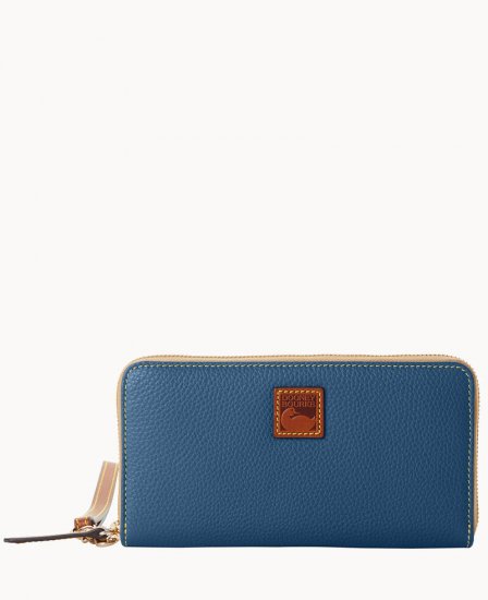 Dooney Pebble Grain Large Zip Around Wristlet Jeans ID-OYx6xTWy - Click Image to Close