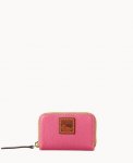 Dooney Pebble Grain Zip Around Credit Card Case Hot Pink ID-J5OE7PDv