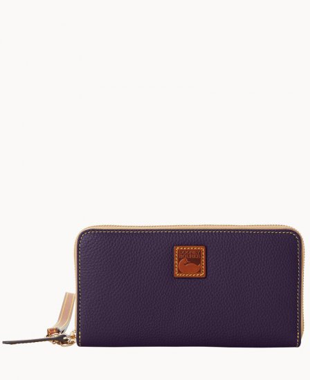 Dooney Pebble Grain Large Zip Around Wristlet Plum Wine ID-ID4ZJaW3 - Click Image to Close