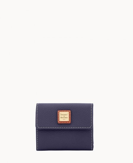 Dooney Pebble Grain Small Flap Credit Card Wallet Midnight Blue ID-PDknlEyb - Click Image to Close