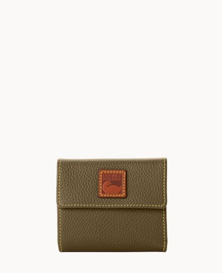 Dooney Pebble Grain Small Flap Credit Card Wallet Olive ID-ufakwRDz - Click Image to Close