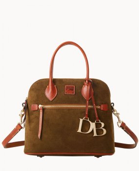 Dooney Suede Domed Satchel Olive ID-eOVcm7XB