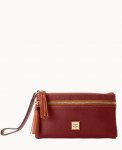 Dooney Pebble Grain Double Zip Wristlet Wine ID-IQgKxWIe