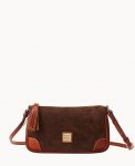 Dooney Suede Slim Crossbody Brown Tmoro ID-PPyFc5BH