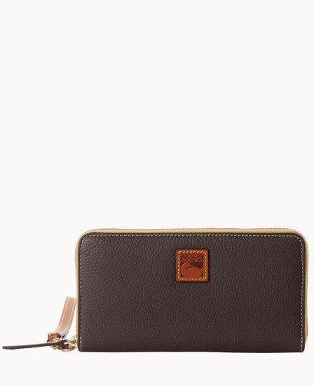 Dooney Pebble Grain Large Zip Around Wristlet Brown Tmoro ID-sH1RnLze - Click Image to Close