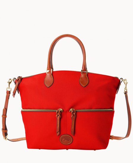 Dooney Nylon Large Pocket Satchel Red ID-rtDozX8K - Click Image to Close