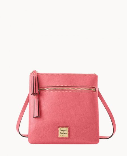 Dooney Saffiano Double Zip Tassel Crossbody Bubble Gum ID-SsoW91q5 - Click Image to Close