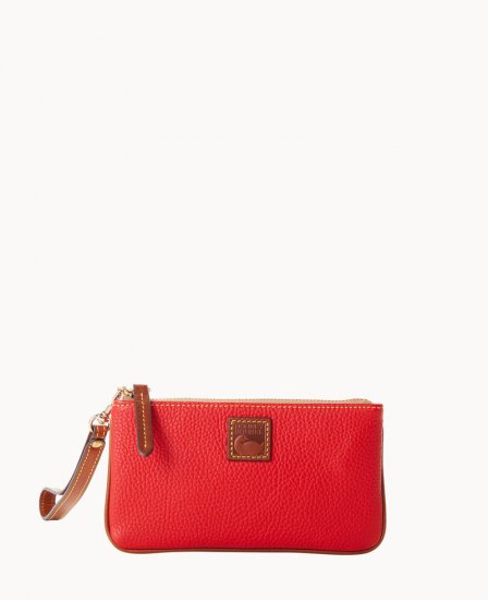 Dooney Pebble Grain Medium Wristlet Red ID-8q30fHP2 - Click Image to Close