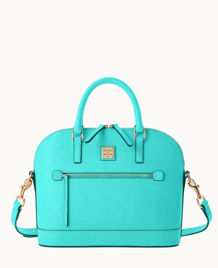 Dooney Saffiano Domed Zip Satchel Mint ID-WzFl9RaN - Click Image to Close