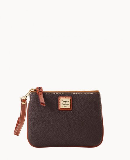 Dooney Pebble Grain Stadium Wristlet Brown Tmoro ID-IQu6D9vr - Click Image to Close