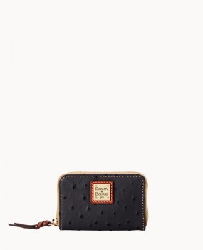 Dooney Ostrich Large Zip Around Credit Card Case Black ID-8cPnK9ce