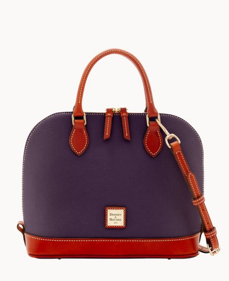 Dooney Pebble Grain Zip Zip Satchel Plum Wine ID-XPoh5xwy - Click Image to Close