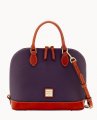 Dooney Pebble Grain Zip Zip Satchel Plum Wine ID-XPoh5xwy