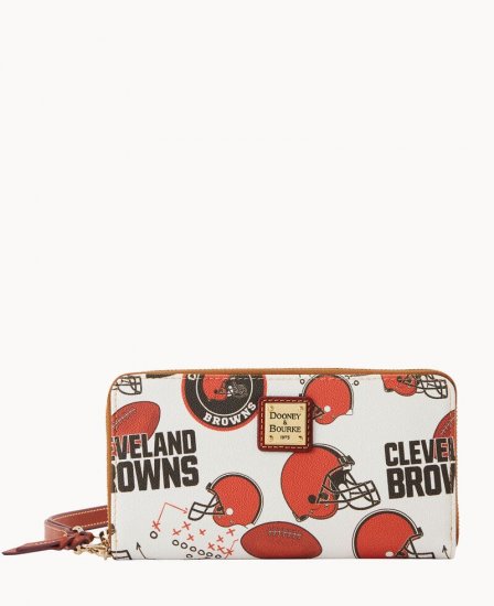 Dooney NFL Browns Large Zip Around Wristlet BROWNS ID-cvWIsf1v - Click Image to Close