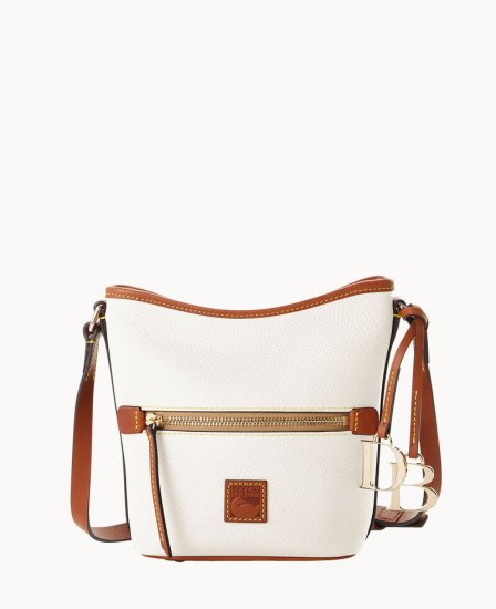 Dooney Pebble Grain Small Zip Sac White ID-2Qr42Ovi - Click Image to Close