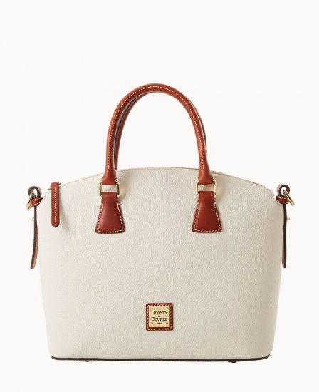 Dooney Pebble Grain Domed Satchel White ID-UTPXgQy5 - Click Image to Close