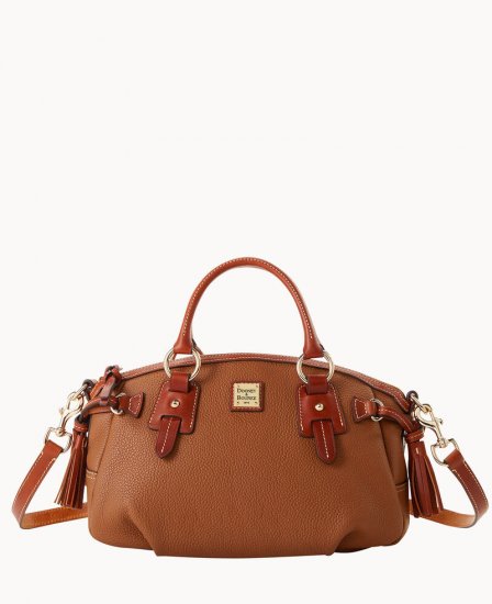 Dooney Pebble Grain Medium Mail Satchel Caramel ID-zmHbfydt - Click Image to Close