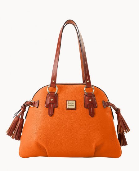 Dooney Pebble Grain Domed Satchel Clementine ID-4iV4HfF0 - Click Image to Close