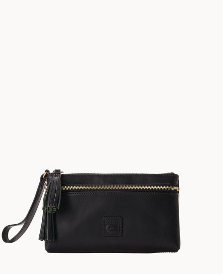 Dooney Florentine Double Zip Wristlet Black Black ID-DzcxbgAJ - Click Image to Close