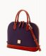 Dooney Pebble Grain Zip Zip Satchel Plum Wine ID-XPoh5xwy