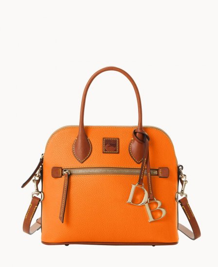 Dooney Pebble Grain Domed Satchel Clementine ID-Br4ahBij - Click Image to Close