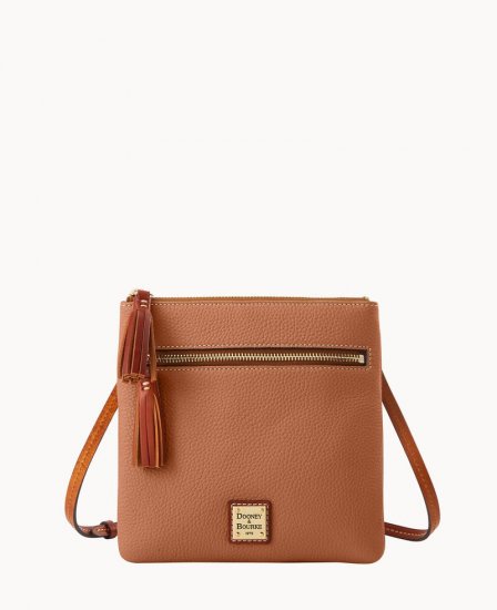 Dooney Pebble Grain Double Zip Tassel Crossbody Caramel ID-GTIC91WK - Click Image to Close