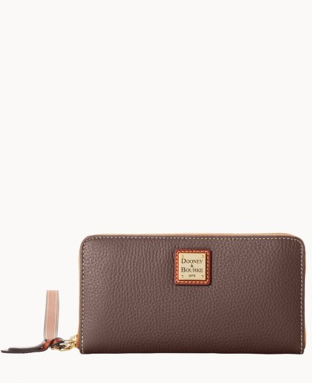 Dooney Pebble Grain Large Zip Around Wristlet Taupe ID-W8NEIf92 - Click Image to Close