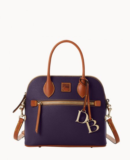 Dooney Pebble Grain Domed Satchel Plum Wine ID-bZUPIEJQ - Click Image to Close