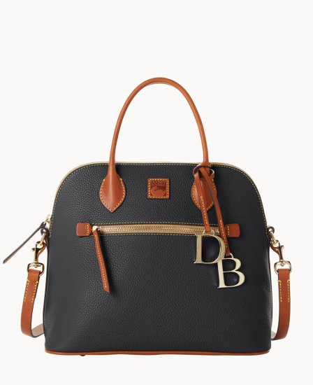 Dooney Pebble Grain Large Domed Satchel Black ID-cS0jbdhu - Click Image to Close