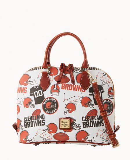 Dooney NFL Browns Zip Zip Satchel BROWNS ID-n8lm2rbE - Click Image to Close