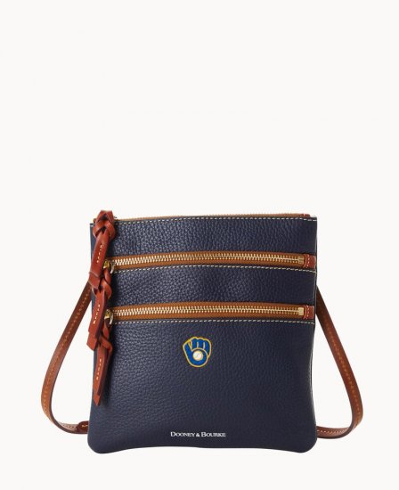 Dooney MLB Brewers N S Triple Zip Crossbody BREWERS ID-XEKrLzGv - Click Image to Close