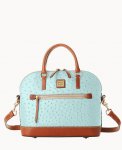 Dooney Ostrich Domed Zip Satchel Light Aqua ID-Zwf2oodk