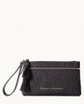 Dooney Ostrich Double Zip Wristlet Black Black ID-2sB16icf