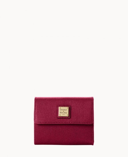 Dooney Saffiano Small Flap Credit Card Wallet Cranberry ID-R5UUCP3x - Click Image to Close