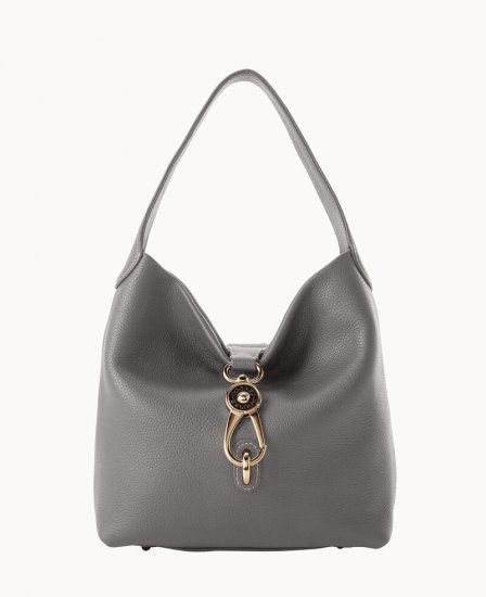 Dooney Pebble Grain Small Logo Lock Sac Slate ID-ObbBAXUg - Click Image to Close