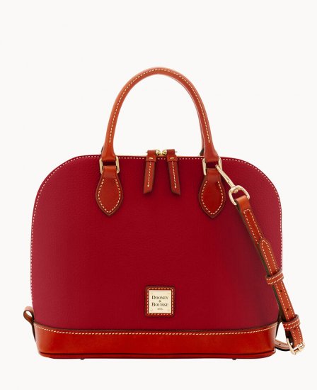 Dooney Pebble Grain Zip Zip Satchel Wine ID-UagksBDr - Click Image to Close