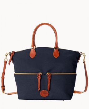 Dooney Nylon Large Pocket Satchel Navy ID-KX3Wc2Ot