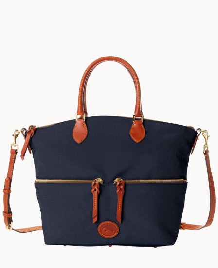 Dooney Nylon Large Pocket Satchel Navy ID-KX3Wc2Ot - Click Image to Close