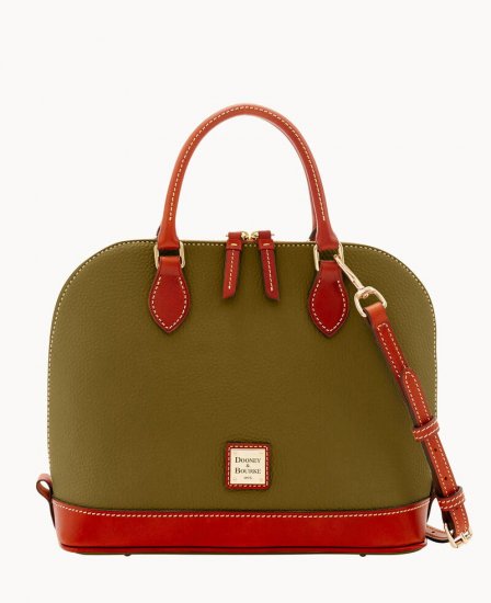 Dooney Pebble Grain Zip Zip Satchel Olive ID-Tp9WTFh7 - Click Image to Close