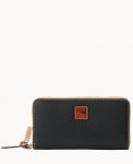 Dooney Pebble Grain Large Zip Around Wristlet Black ID-OZCVuhiA