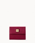 Dooney Saffiano Small Flap Credit Card Wallet Cranberry ID-R5UUCP3x