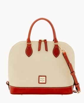 Dooney Pebble Grain Zip Zip Satchel Bone ID-a8k77OxS