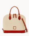 Dooney Pebble Grain Zip Zip Satchel Bone ID-a8k77OxS