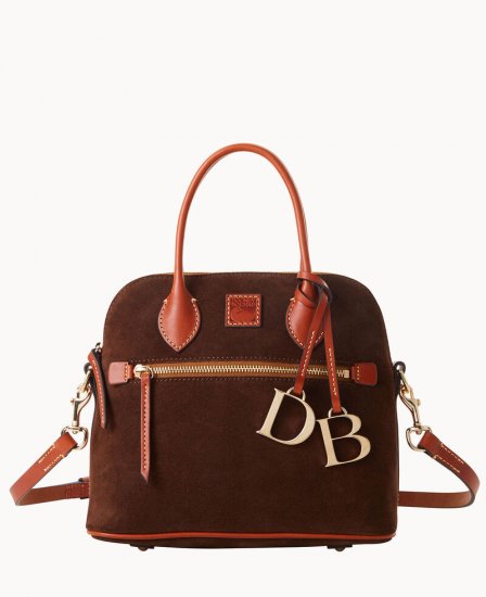 Dooney Suede Domed Satchel Brown Tmoro ID-FcmTPsKw - Click Image to Close