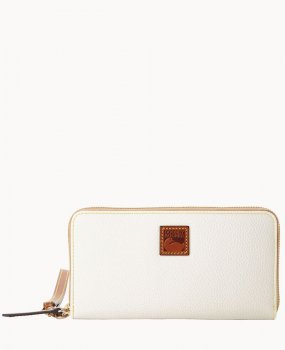 Dooney Pebble Grain Large Zip Around Wristlet White ID-IcFX6bTz